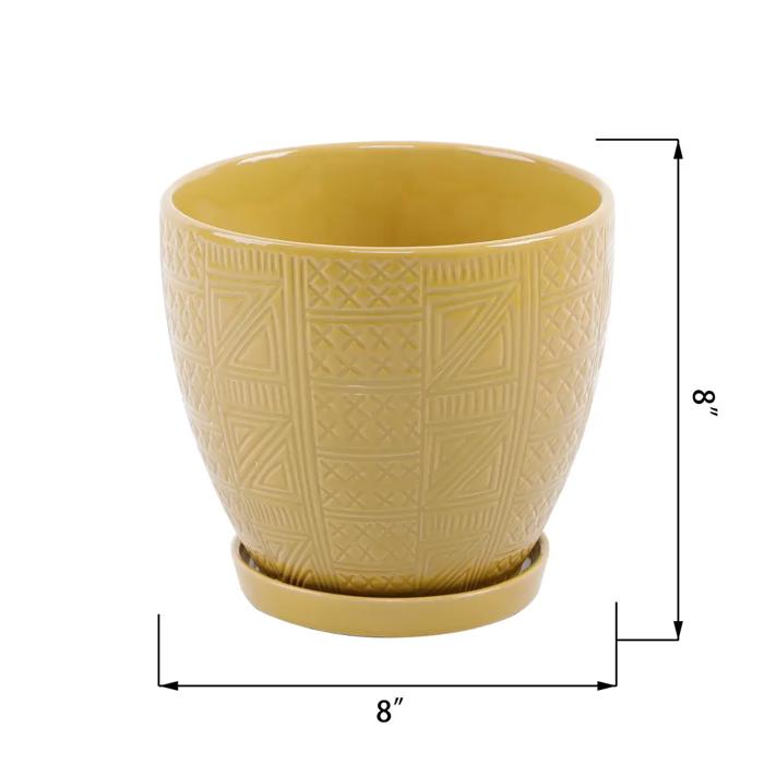 Set of 3 Hiero Planters w/ Saucer 
