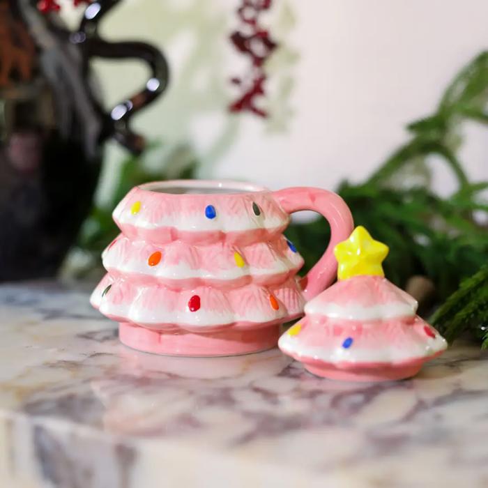 18 OZ Xmas Tree Ceramic Mug w Lid