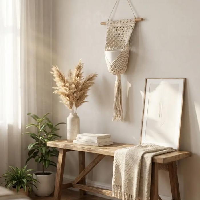 Macramé Wall Hanging Planter – 33"