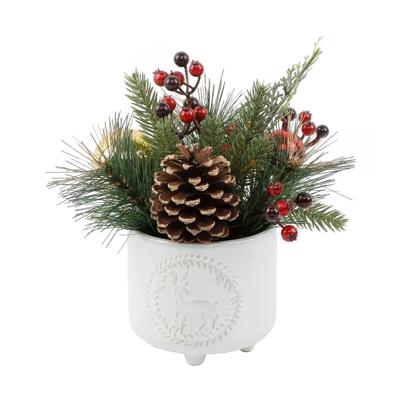 Xmas Mix in 5" Deer Wreath Ceramic Planter 