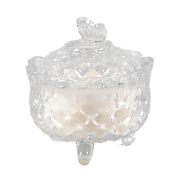 4.5” Clear Cut Glass Lidded Candle – Peony Garden 