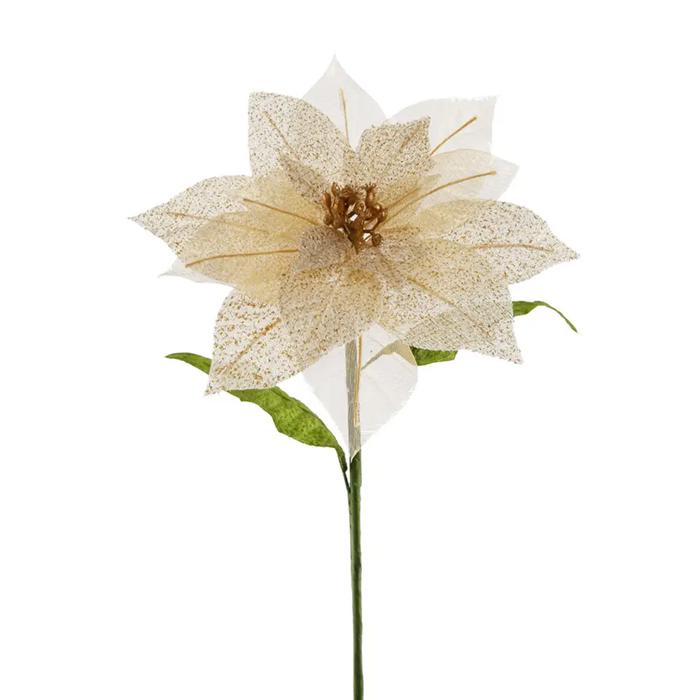 10" Artificial Faux Poinsettia with Stem