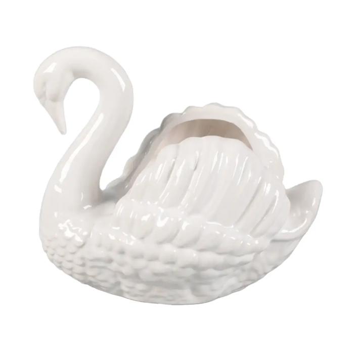  7" Ceramic Swan Candle  Peony Garden 12.5 oz | 