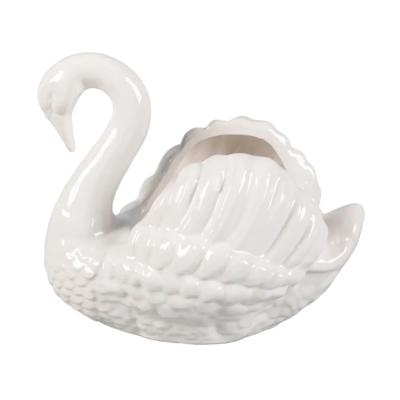  7" Ceramic Swan Candle  Peony Garden 12.5 oz | 