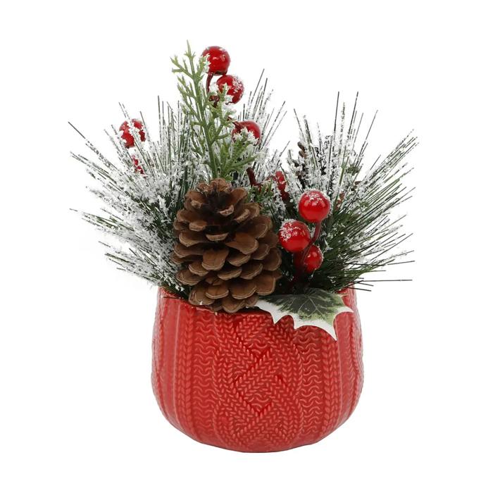 8" Red Sweater Ceramic Planter 