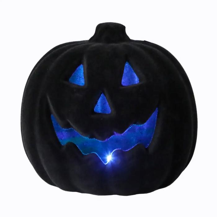 8" LED Black Velvet Pumpkin