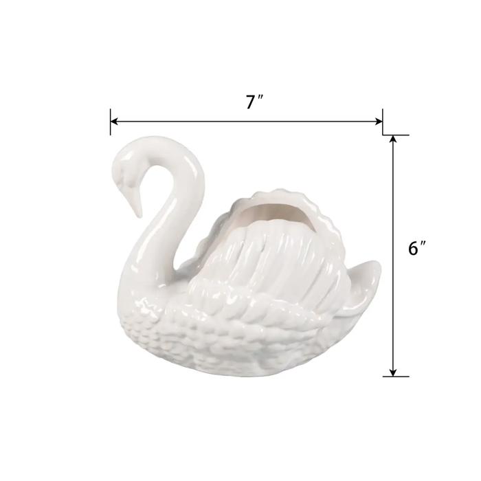  7" Ceramic Swan Candle  Peony Garden 12.5 oz | 