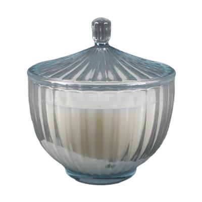5.5"D Glass Rib Apothecary Candle with Lid - Santal