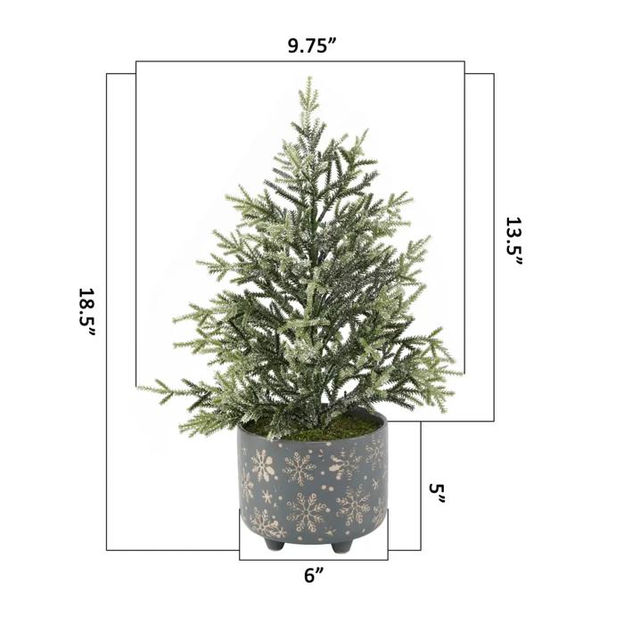 19" Frosted Tree in Snowflake Planter