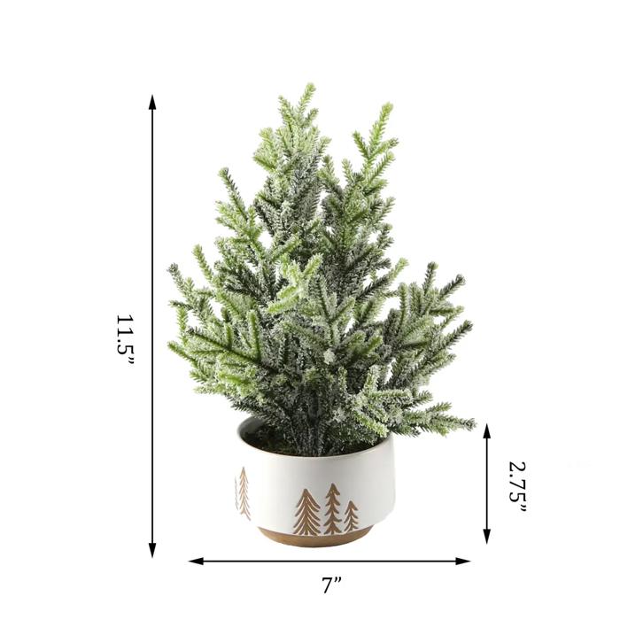 12" Frosted Tree in 4" Reverse Tree Planter 