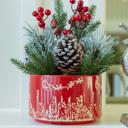  XMAS Mix in 7" Red Cityscape Planter 