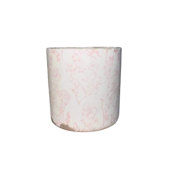 14 oz Floral Print Ceramic Cylinder Candle – Midnight Peony