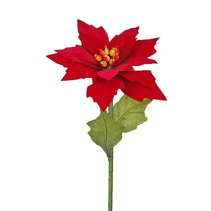 12" Artificial Faux Poinsettia with Stem