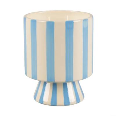 13 oz Blue Stripe Pedestal Ceramic Candle – Resort