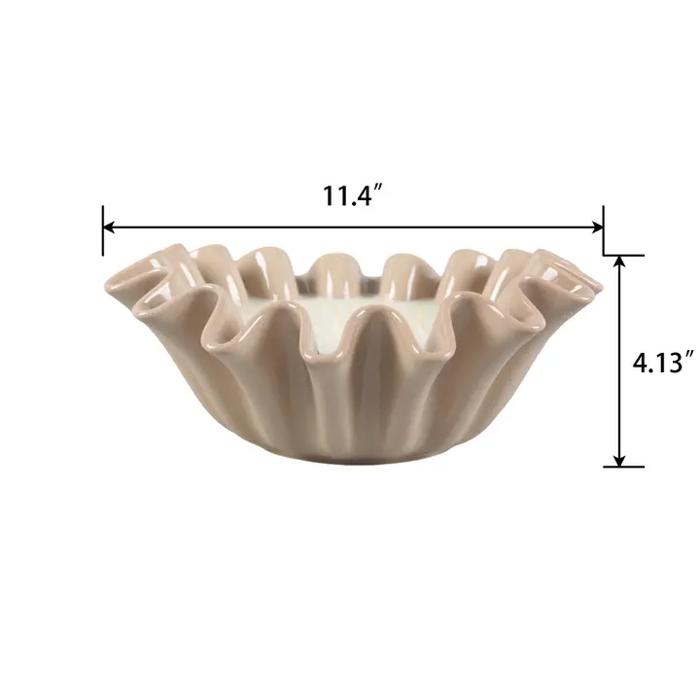17 oz Ruffle Bowl Ceramic Candle – Veranda (Beige)