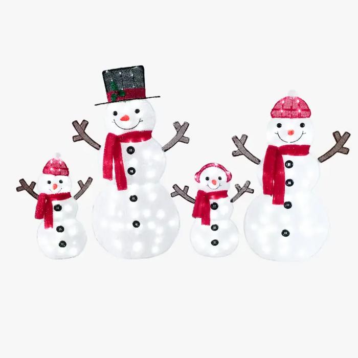 4-Piece 2D Lighted Snowman Family Set