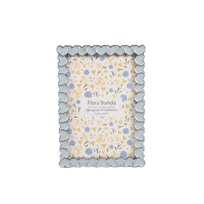 4x6 White Heart Zinc Alloy Frame