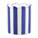  15 oz Blue & White Scallop Stripe Ceramic Candle – Sunshine
