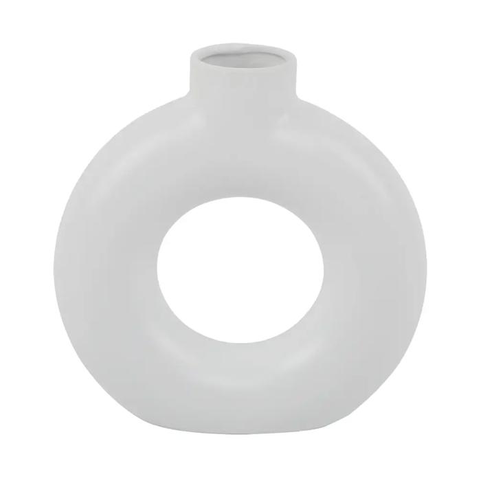 8" Circular Donut Ceramic Vase 8"x2.25"x8"