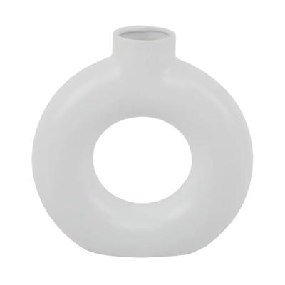 8" Circular Donut Ceramic Vase 8"x2.25"x8"