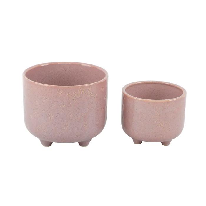 Set of 2 Sun & Moon Footed Planters
