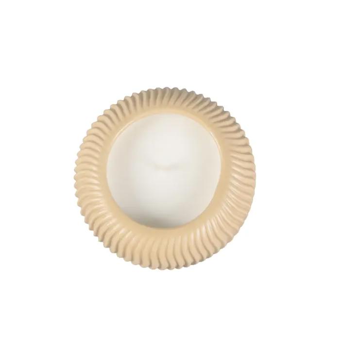 14 oz Wavy Ribbed Ceramic Bowl Candle – Veranda (Beige)