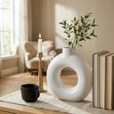  8" Circular Donut Ceramic Vase 8"x2.25"x8"