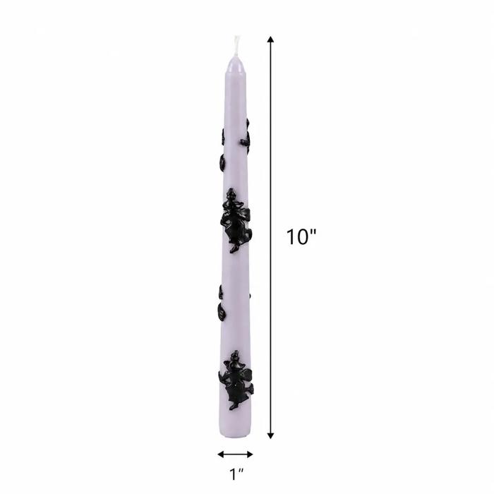 Set of 10" Hand Painted Witch Purple Taper Candles (3 oz)