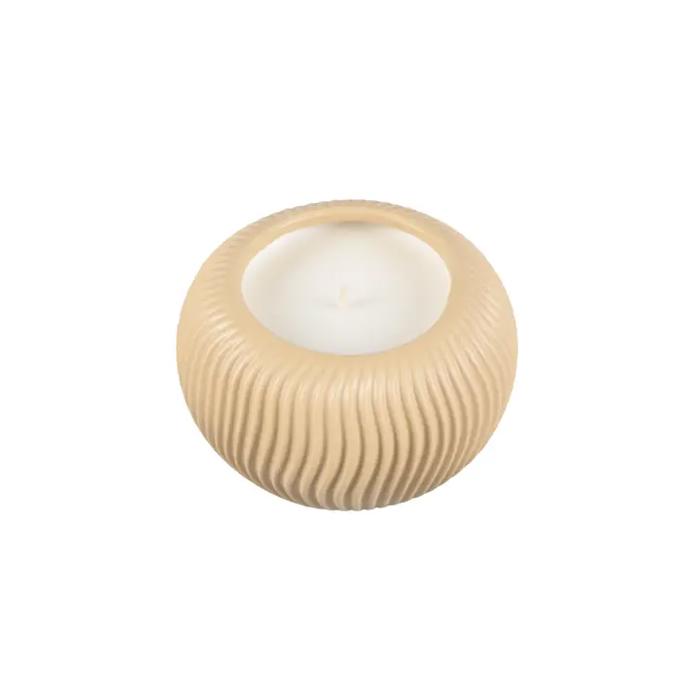 14 oz Wavy Ribbed Ceramic Bowl Candle – Veranda (Beige)