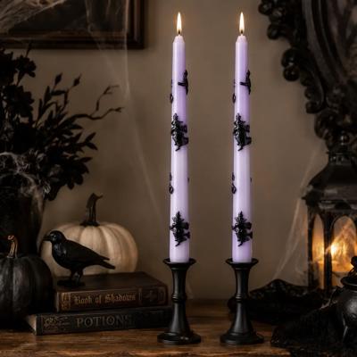 Set of 10" Hand Painted Witch Purple Taper Candles (3 oz)