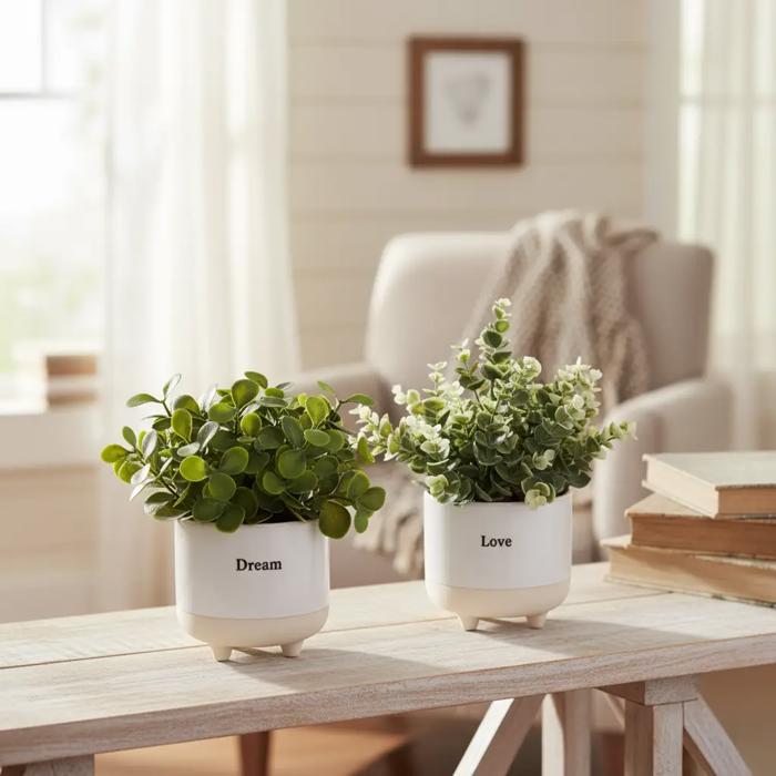 Set of 2 Laugh & Dream Planters