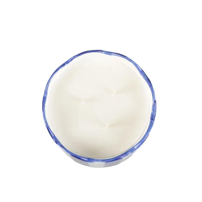 15 oz Blue & White Scallop Stripe Ceramic Candle – Sunshine