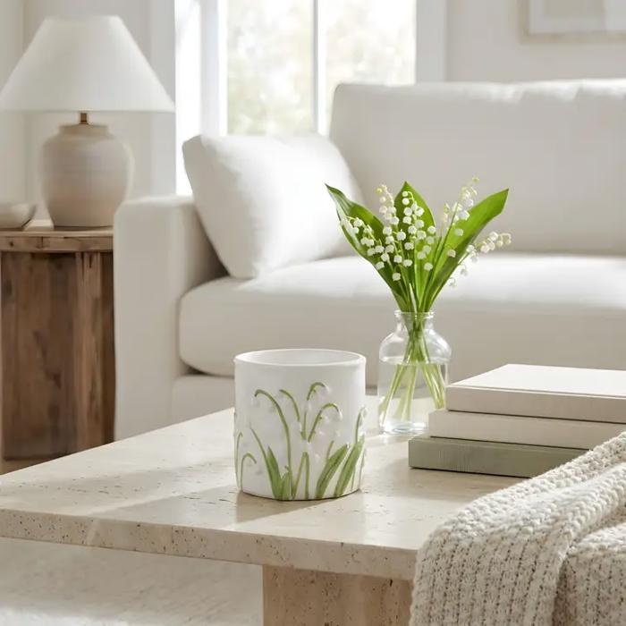 11 oz Lily of the Valley Ceramic Candle – Forest Flowers