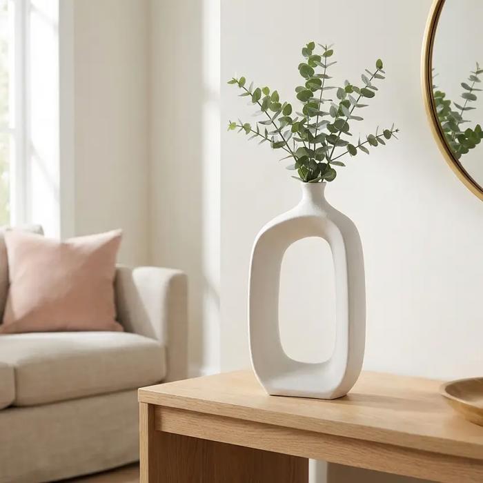 12.5" Modern Open Oval Ceramic Decorative Accent