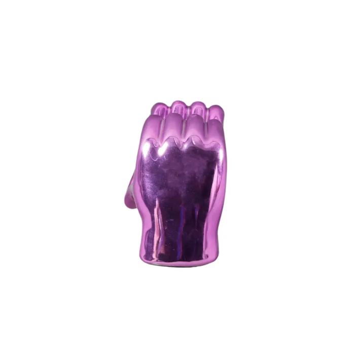 7.5"L Metallic Pink Ceramic Heart Hand