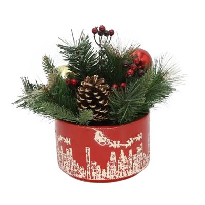XMAS Mix in 7" Red Cityscape Planter 