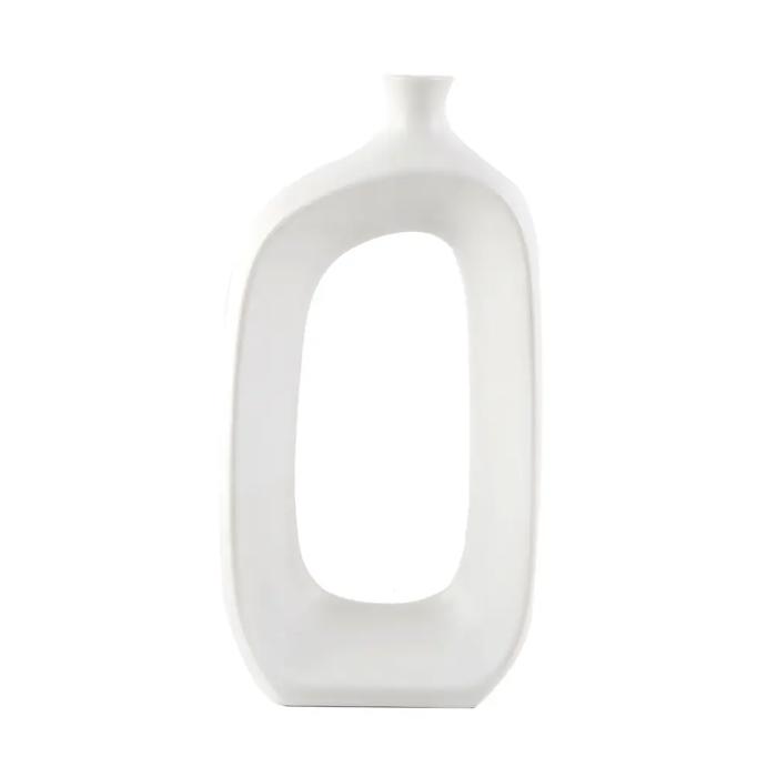 12.5" Modern Open Oval Ceramic Decorative Accent