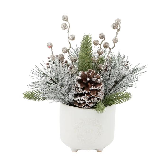9" Xmas Mix in 5" Joy   Wreath Ceramic Planter 