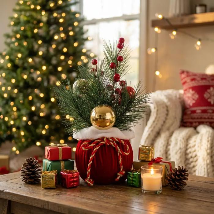 12" Xmas Tree Velvet Gift Bag 