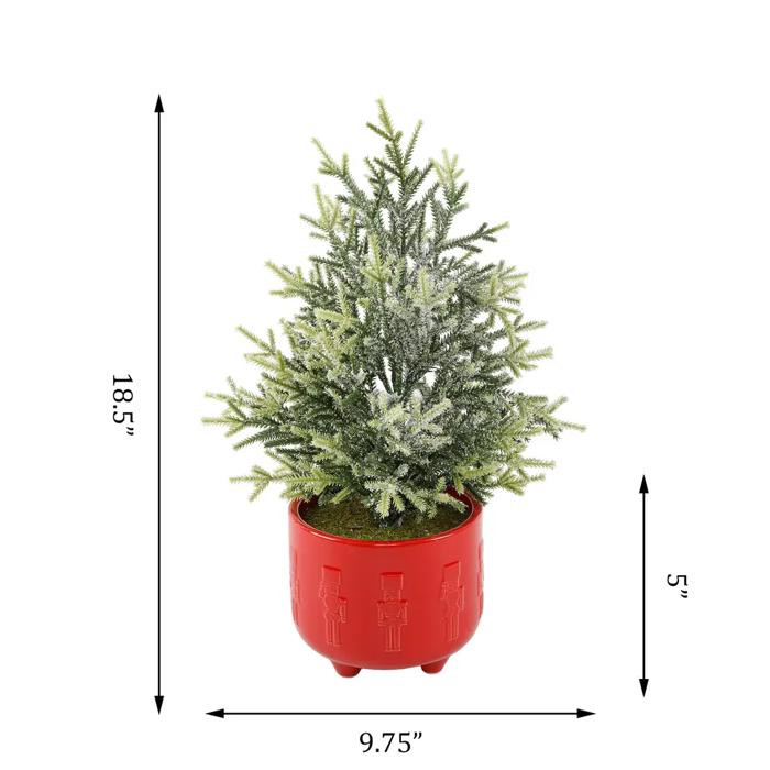 19" Frosted Tree in 6" Nutcracker Planter 