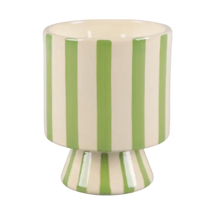 13 oz Green Stripe Pedestal Ceramic Candle – Cavana