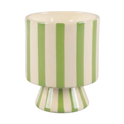 13 oz Green Stripe Pedestal Ceramic Candle – Cavana