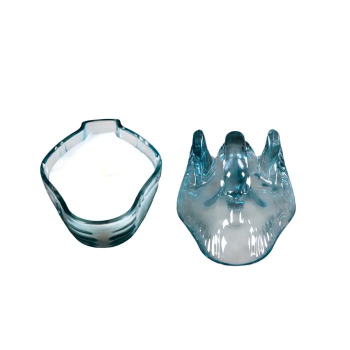 5.38"L Blue Glass Swan Candle w/Lid (4.5 oz)