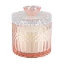  Pink Cut Glass Candle with Lid - Peony Garden