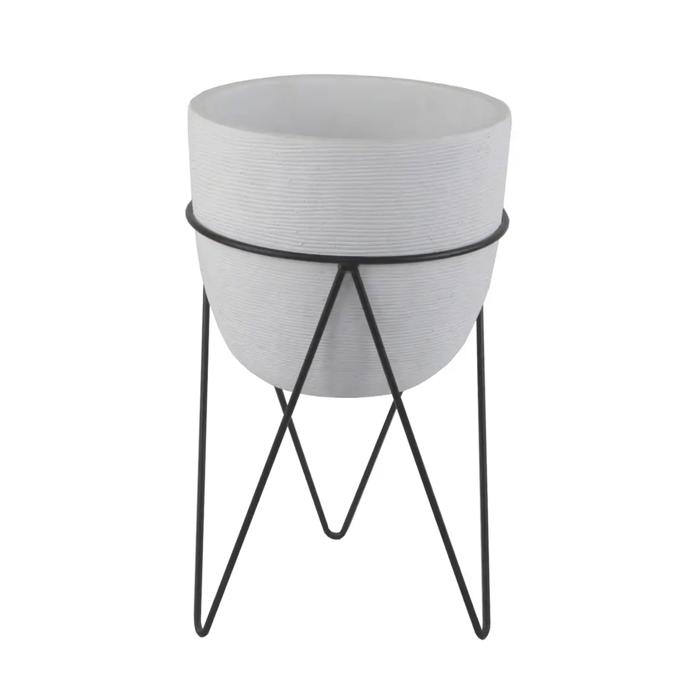 12.5" Tall Cement Pot on Stand 