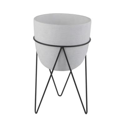 12.5" Tall Cement Pot on Stand 