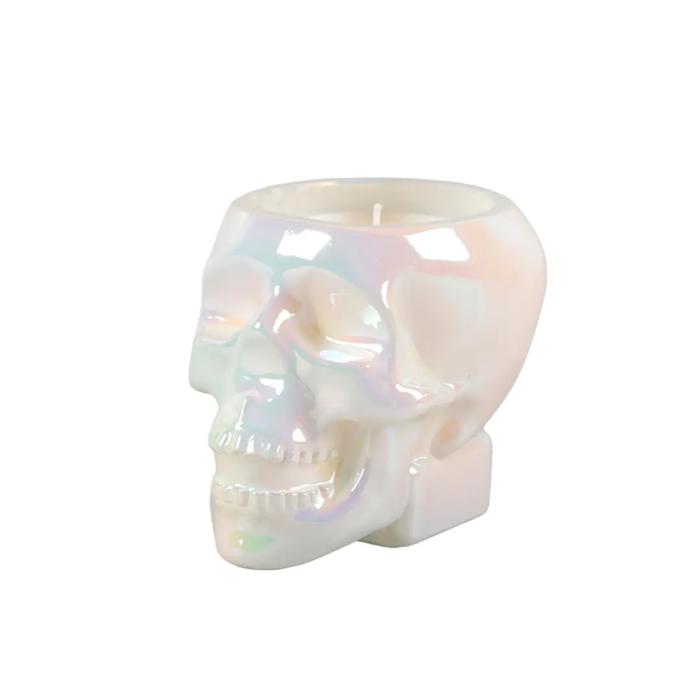 3.5"D Iridescent Glass Skull Candle - (9 oz)