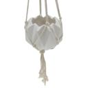 White 5" Glossy Pink Ceramic Macramé Hanging Planter