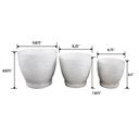  Set of 3 Ivory 10",8“,6.75” Jungle Flowers Ceramic Pots on Saucer 