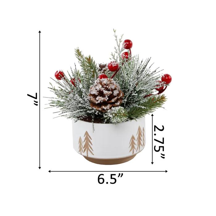 Xmas Mix in 4.25" White Reverse Tree Planter 